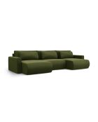 Canapé panoramique convertible avec coffre de rangement velours Belfast 4 places vert de l'armée - 340x149x84 cm