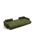 Canapé panoramique convertible avec coffre de rangement velours Belfast 4 places vert de l'armée - 340x149x84 cm