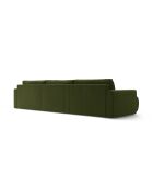 Canapé panoramique convertible avec coffre de rangement velours Belfast 4 places vert de l'armée - 340x149x84 cm