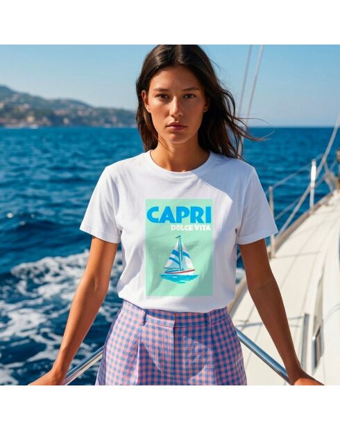 Weißes Baumwoll-T-Shirt Capri