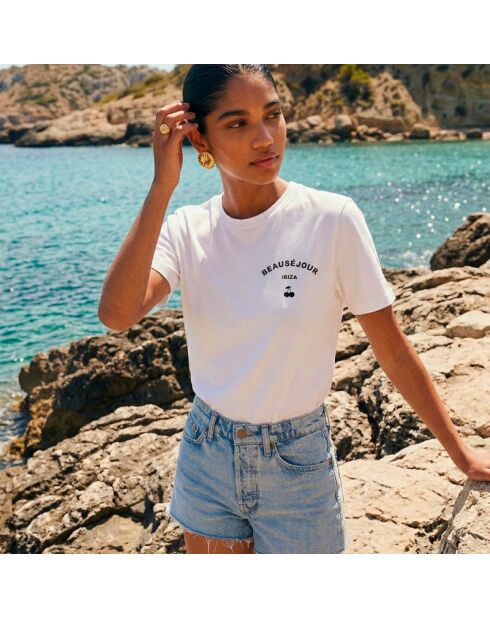 Weißes Baumwoll-T-Shirt Ibiza