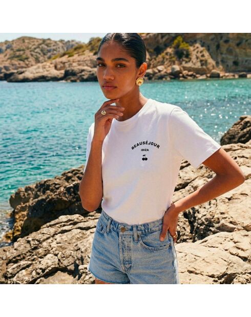 Weißes Baumwoll-T-Shirt Ibiza