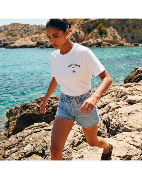 Weißes Baumwoll-T-Shirt Ibiza