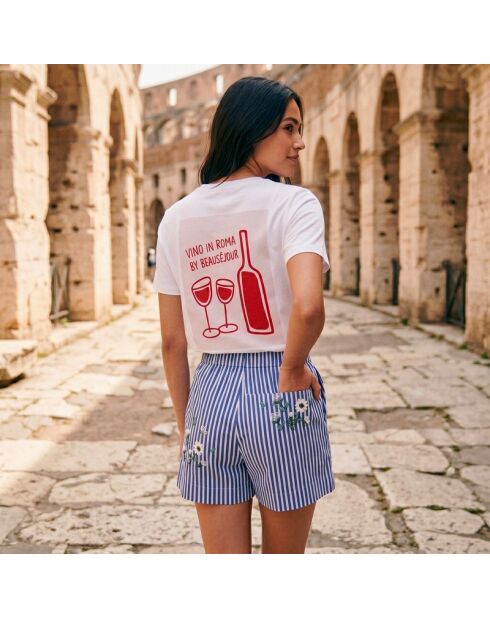 T-shirt bianca in cotone Vino In Roma