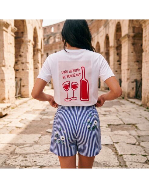 T-shirt bianca in cotone Vino In Roma