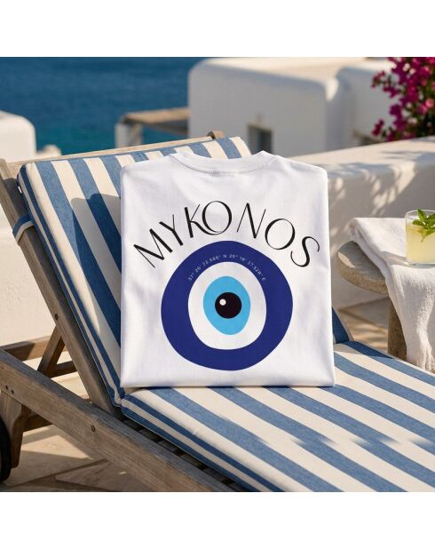 Wit Mykonos wit boxy-katoenen T-shirt