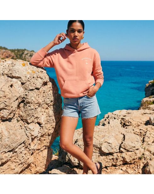 Ibiza hoodie van perzikkleurig katoen