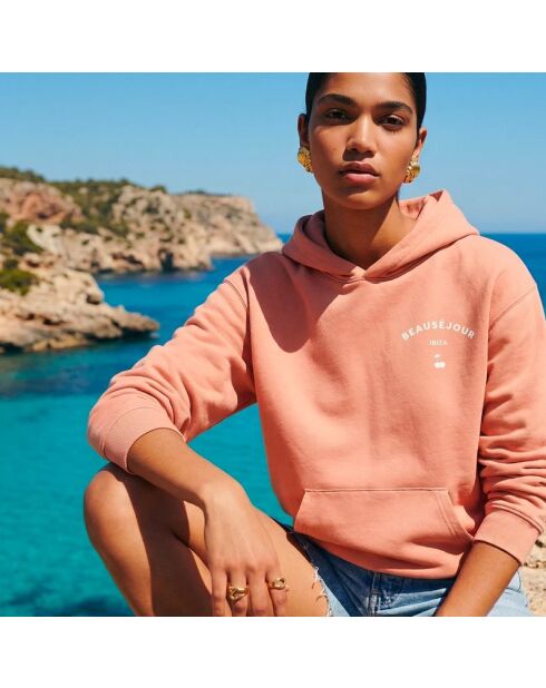 Ibiza hoodie van perzikkleurig katoen
