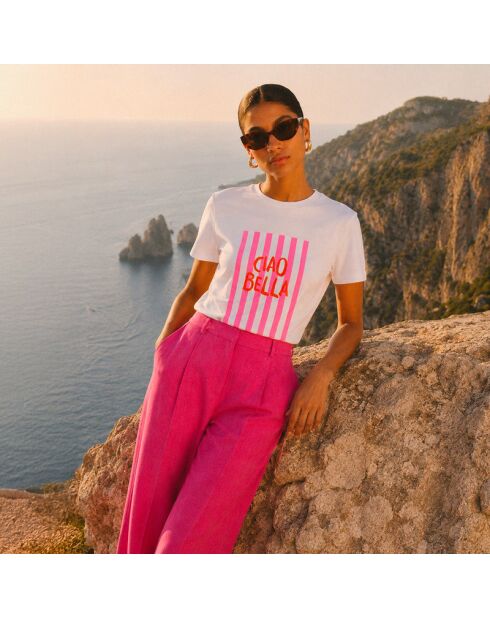 T-shirt en coton Ciao Bella blanc