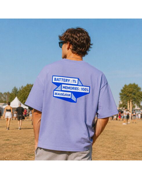 T-shirt boxy 100% Memories lavender in cotone