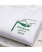 T-shirt Wine In Roma in cotone bianco