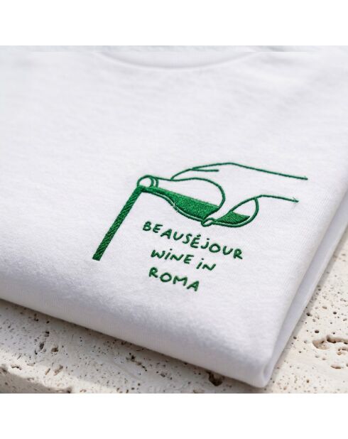 T-shirt Wine In Roma in cotone bianco