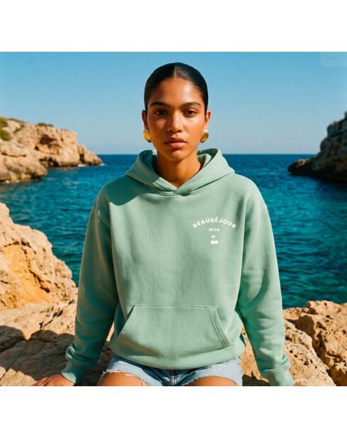Ibiza mintkleurige katoenen hoodie