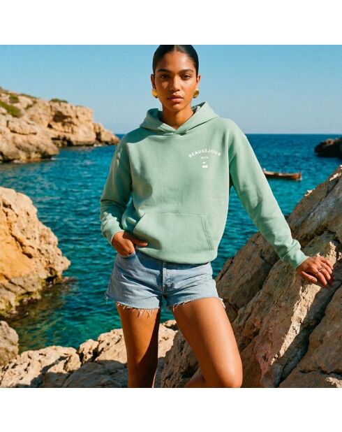 Ibiza mintkleurige katoenen hoodie