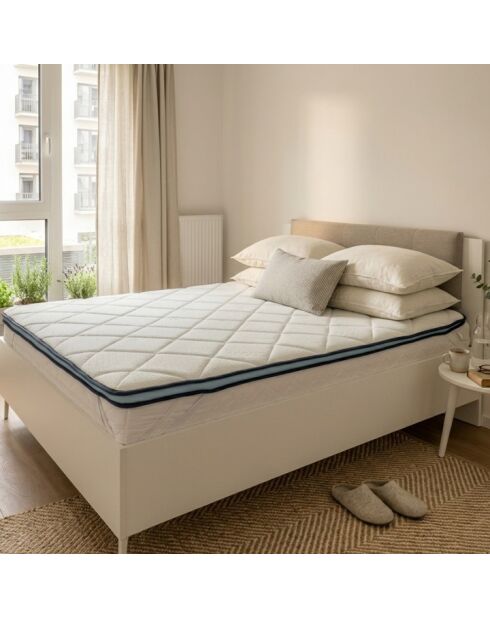 Surmatelas 2 en 1 ThermoCool bleu - 140 x 200 cm