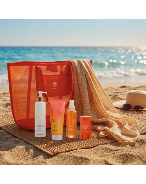 Kit de plage Summer Glow Corps & Solaire – Éclat, Protection & Hydratation - 6 pcs