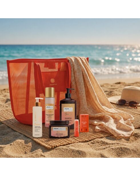 Summer Glow Monoi Premium Care Beach Kit - Haar-, Gesichts- und Körperschutz - 8 Stück