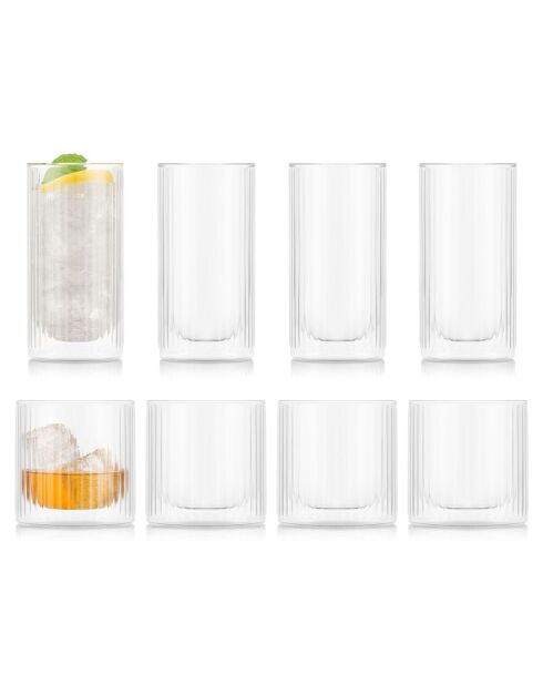 4 doppelwandige Whiskygläser & 4 doppelwandige Gin & Tonic-Gläser, - 0,3/0,28 l