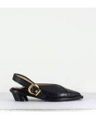 Escarpins à brides arrières en cuir Combi noirs