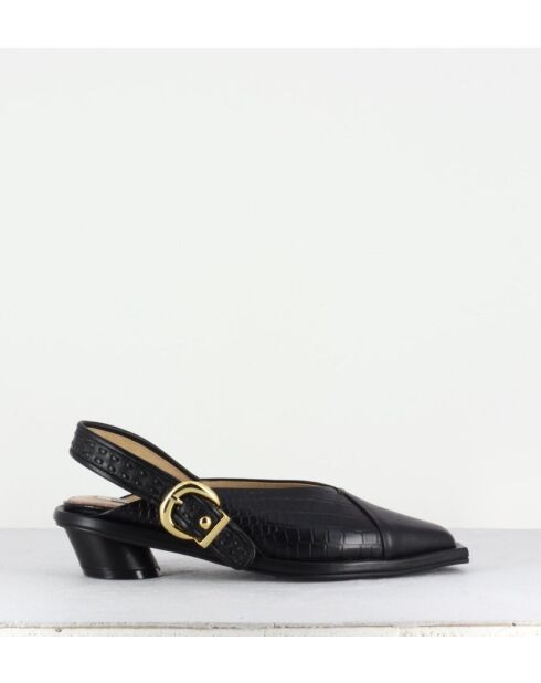 Escarpins à brides arrières en cuir Combi noirs