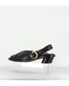 Escarpins à brides arrières en cuir Combi noirs