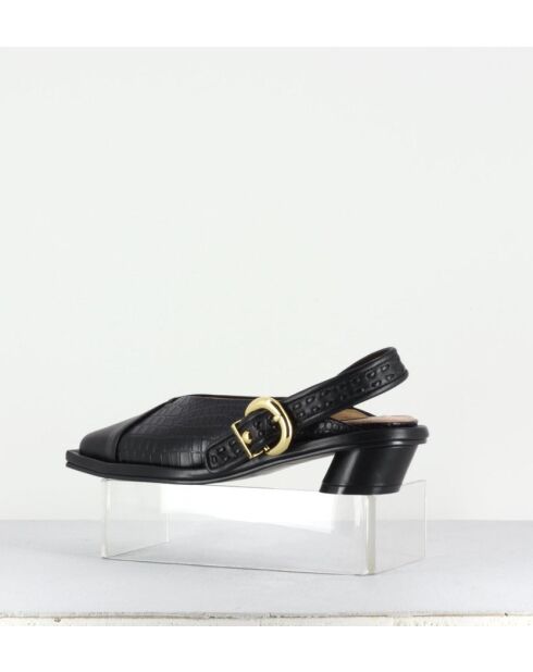 Escarpins à brides arrières en cuir Combi noirs