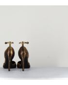 Escarpins bout pointu en cuir Oro lamé bronze dorés - Talon 8 cm
