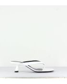Tongs en cuir vernis Beep blancs - Talon 6,5cm