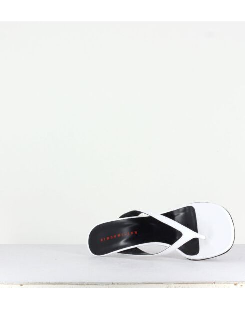 Tongs en cuir vernis Beep blancs - Talon 6,5cm