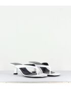 Tongs en cuir vernis Beep blancs - Talon 6,5cm