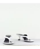 Tongs en cuir vernis Beep blancs - Talon 6,5cm