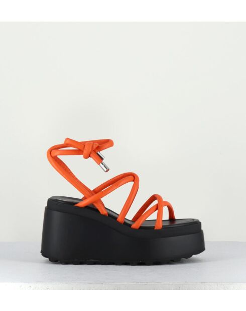 Sandales à talon en cuir Lobster orange - Talon 8 cm