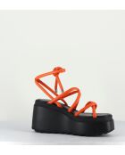 Sandales à talon en cuir Lobster orange - Talon 8 cm