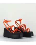 Sandales à talon en cuir Lobster orange - Talon 8 cm