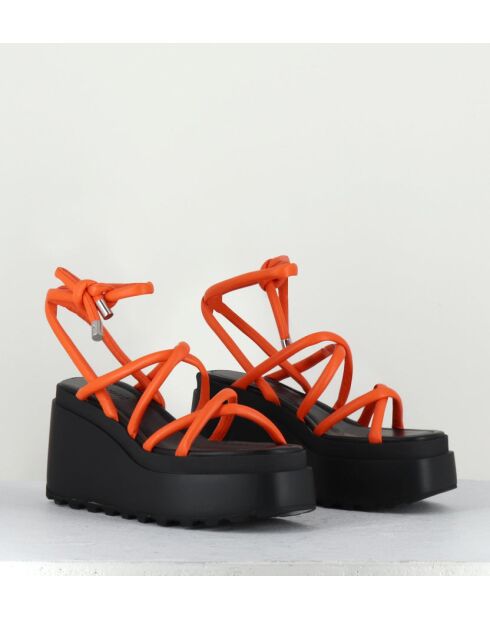 Sandales à talon en cuir Lobster orange - Talon 8 cm