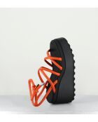 Sandales à talon en cuir Lobster orange - Talon 8 cm