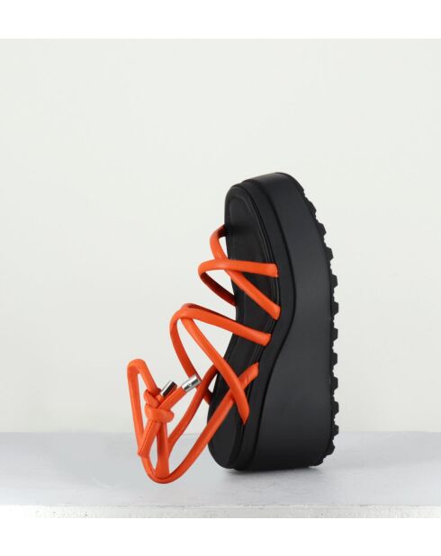 Sandales à talon en cuir Lobster orange - Talon 8 cm