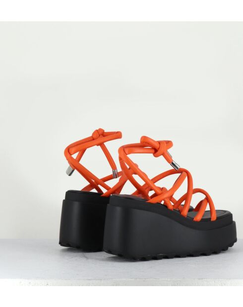 Sandales à talon en cuir Lobster orange - Talon 8 cm