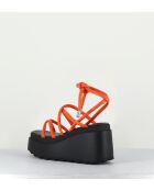 Sandales à talon en cuir Lobster orange - Talon 8 cm