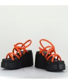 Sandales à talon en cuir Lobster orange - Talon 8 cm