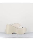 Mules - tongs compensées en cuir Osso crème