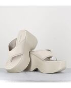 Mules - tongs compensées en cuir Osso crème
