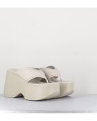 Mules - tongs compensées en cuir Osso crème