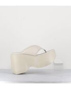 Mules - tongs compensées en cuir Osso crème