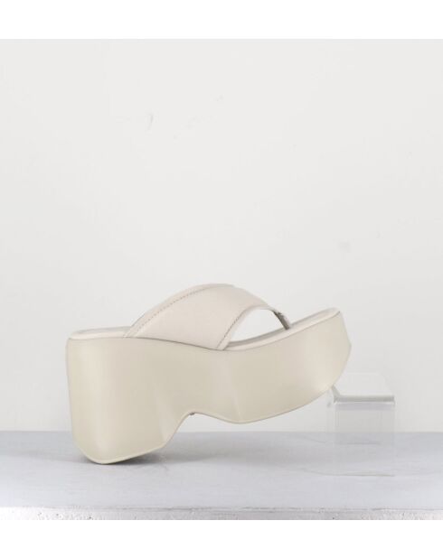 Mules - tongs compensées en cuir Osso crème