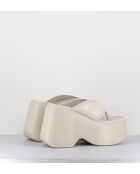 Mules - tongs compensées en cuir Osso crème