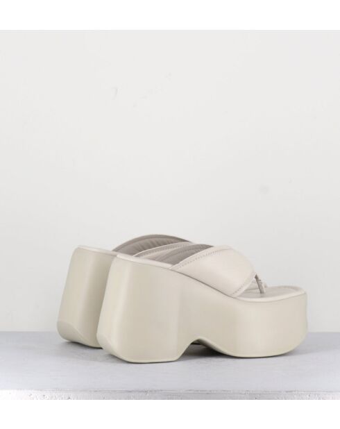 Mules - tongs compensées en cuir Osso crème