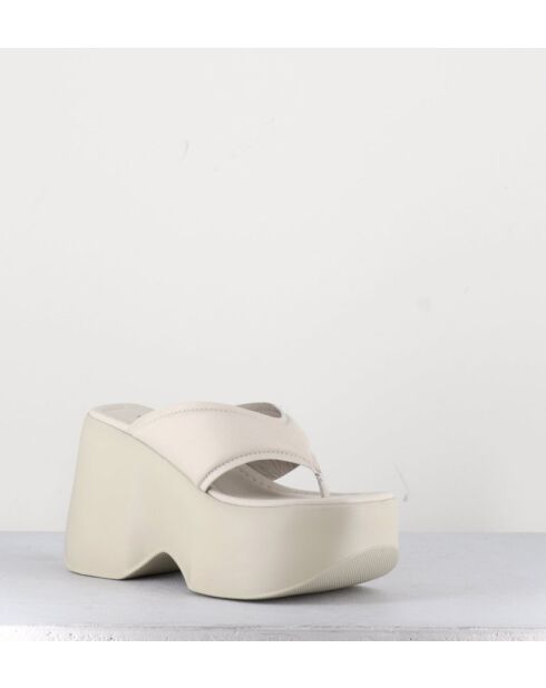 Mules - tongs compensées en cuir Osso crème