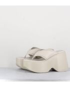 Mules - tongs compensées en cuir Osso crème