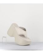 Mules - tongs compensées en cuir Osso crème